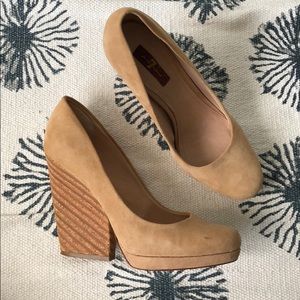 7 for all Mankind suede wedge heels